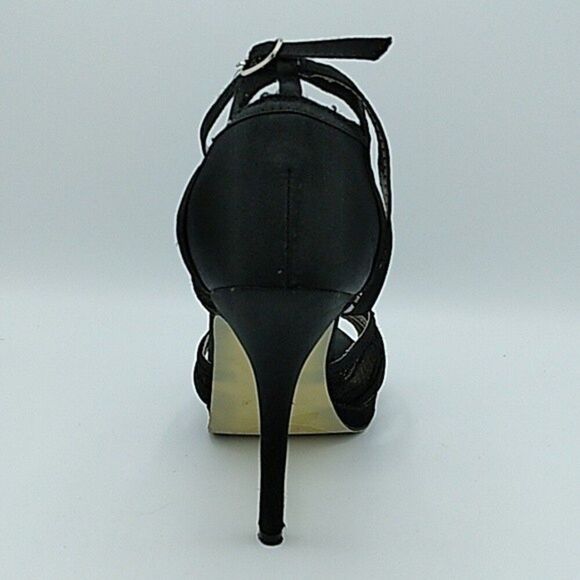 DEB Heels Shoes Size 8.5 Black Open Toe Strappy Lace Fabric - Picture 4 of 15